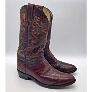 Dan Post Eel Exotic 2365R Cowboy Boot Men's 9.5EW Black Cherry Western Shoe FLAW